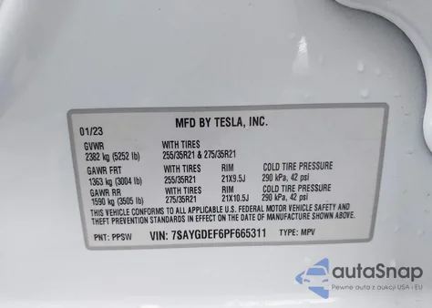 2023 Tesla Model Y Performance Dual Motor All-Wheel Drive from USA, damaged, VIN 7SAYGDEF6PF665311